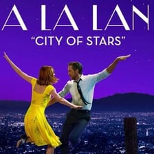 Ryan Gosling and Emma Stone in a scene from “La La Land.”