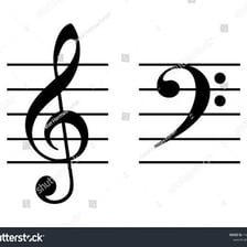 A treble clef printed at the beginning of a five-line musical staff.