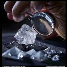 A jeweler using a loupe to inspect a diamond.