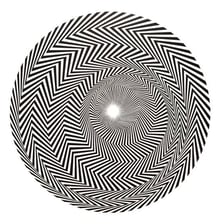 A geometric black-and-white optical art painting.