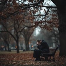 A calm scene showing one person giving another space.