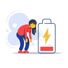 A conceptual image of a person becoming exhausted and losing energy