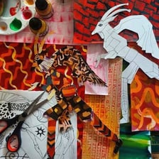 A collage showing repeated visual motifs