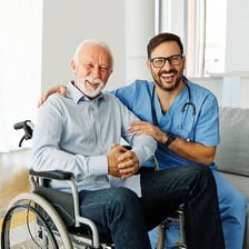 Caregiver assisting an older adult
