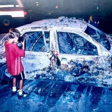 A chaotic scene showing widespread disorder.