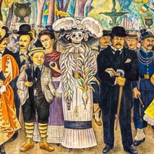 A large mural fresco by Diego Rivera.