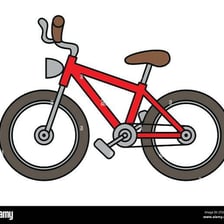 A bicycle frame shown without its wheels
