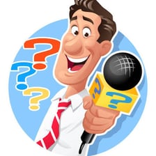 A person expressing an opinion into a microphone.