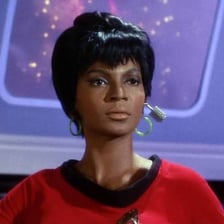 Lieutenant Uhura in a Star Trek communications uniform