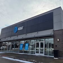An AT&T telecommunications store with its recognizable branding.