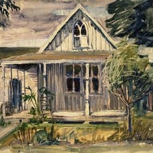 The American Gothic House in Eldon, Iowa.