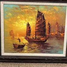 A historical-style depiction of ships from Song dynasty China.