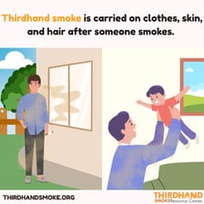 Cigarette smoke drifting through an indoor space near another person