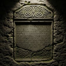 Letters carved into the surface of a stone tablet.