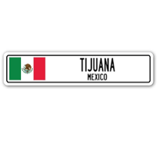 A street scene in Tijuana with Spanish-language signage