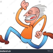 A person hurrying away at a run.