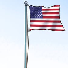 A flag being raised up a flagpole.