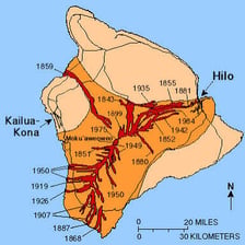 A lava flow from Mauna Loa in Hawaii