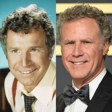 Portraits of comedian Will Ferrell and entertainer Will Rogers