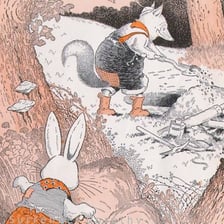 An illustration of Brer Rabbit from the Uncle Remus stories.