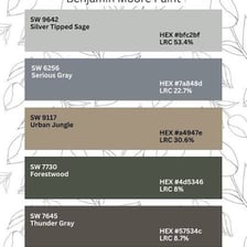 A palette of subdued grayish colors.