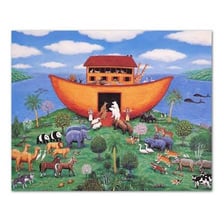 An illustration of Noah’s Ark with animals aboard