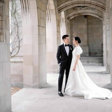 A married couple posing together.