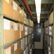 Boxes of inventory waiting to be processed in a warehouse