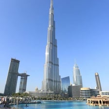 The Burj Khalifa rising above the Dubai skyline.