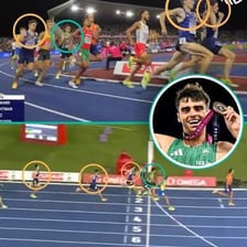 Two athletes competing in a race
