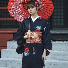 Traditional Japanese kimonos displayed with obi belts