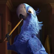 The blue macaw character from the 2011 animated film Rio.