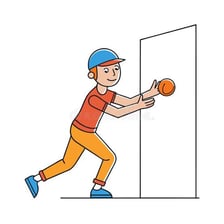 An object striking a wall and rebounding in the opposite direction.