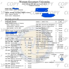 An academic transcript displaying a grade-point average.