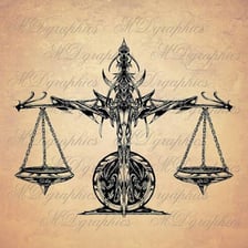 An illustration of scales symbolizing karmic consequences