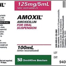 A medicine label listing a dosage in milligrams.
