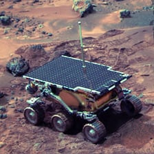 NASA’s small Sojourner rover on the surface of Mars.