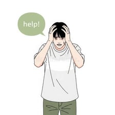 A person reacting with mild frustration