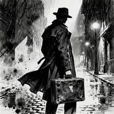A spy moving covertly through an unfamiliar location