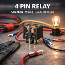 A small electromechanical relay with four visible terminals.