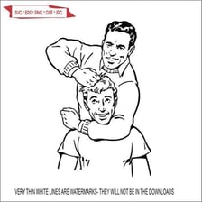 One person playfully rubbing another person’s head with a knuckle