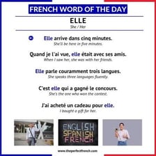 A French language lesson illustrating the pronoun “elle”
