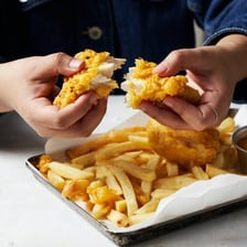 A serving of British fish and chips.