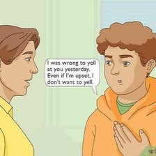 A person acknowledging responsibility during a conversation