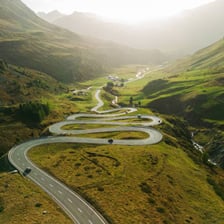 A road making a sharp zigzag turn