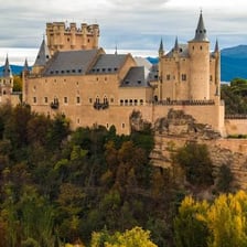 A European castle associated with the Middle Ages.