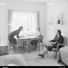 Housemother overseeing a boarding-school dormitory