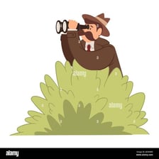 A covert observer looking through binoculars