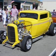A customized classic American hot rod.