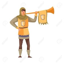 A medieval herald announcing news